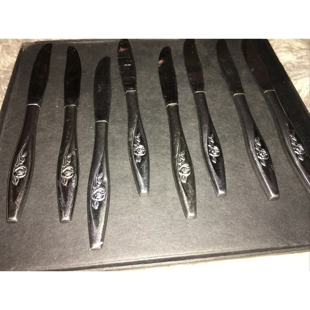 Oneida craft 12 Deluxe Stainless Lasting Rose Dinner Butter lot Knives
